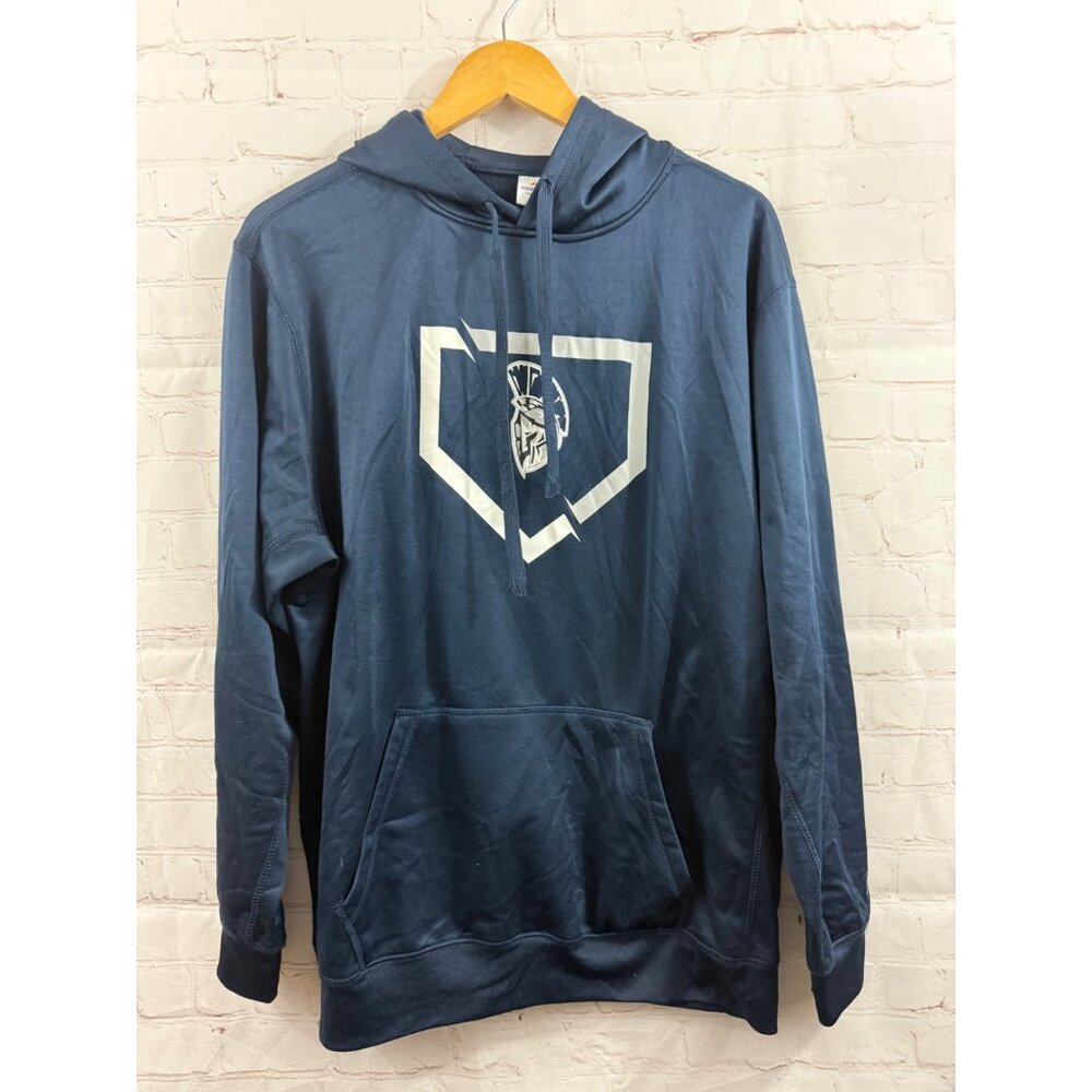 BSN Sports Spartan Hoodie Mens Size Large Blue Baseball Sports Casual Pull Over